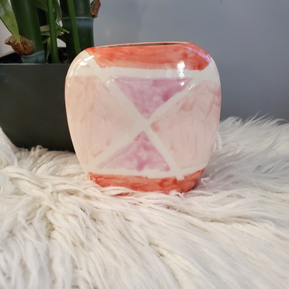 Hand Made Ceramic Vase Hand Painted Pin